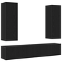 Set dulap TV 4 piese Montat pe perete Stejar negru Lemn ingineresc