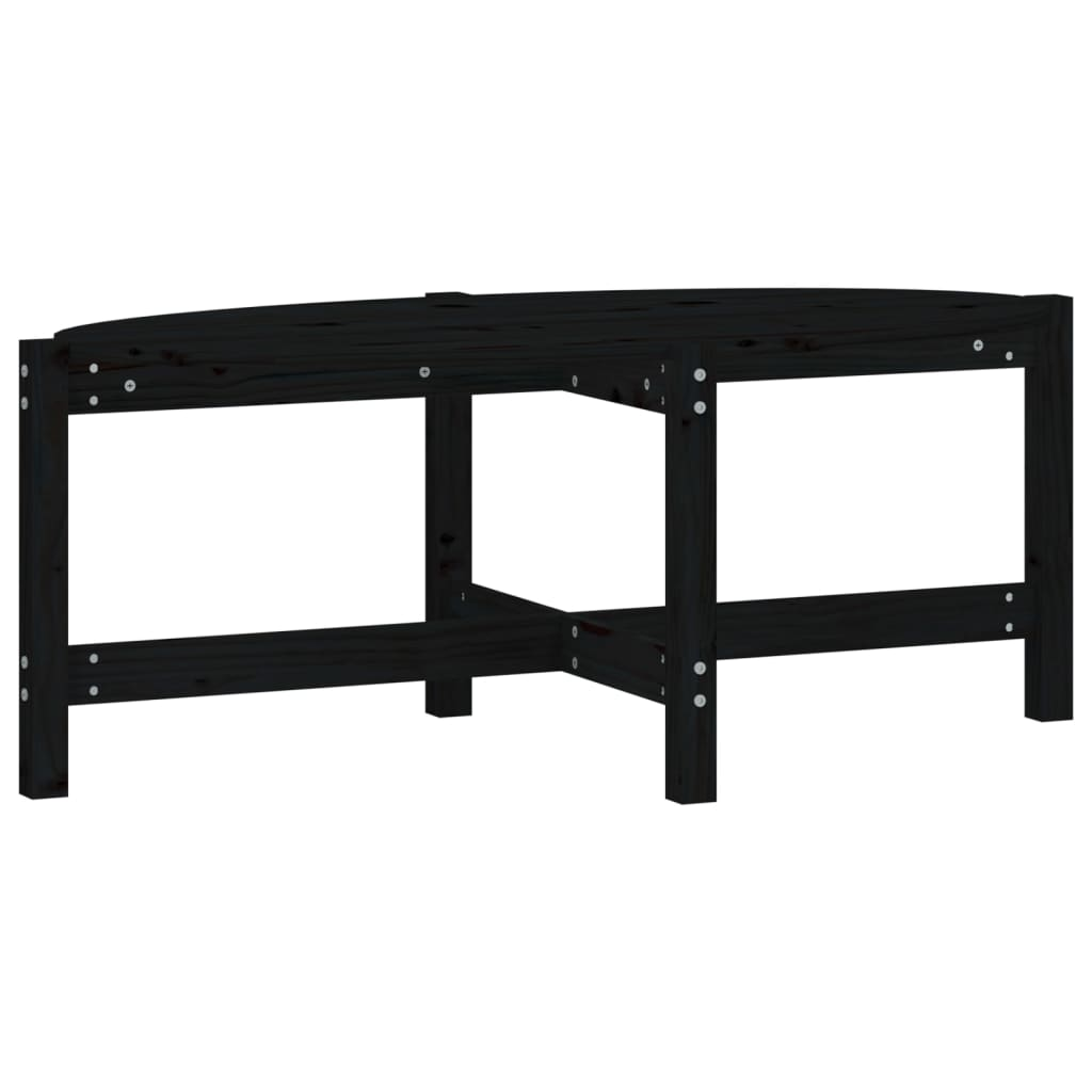 fekete tömör fenyőfa dohányzóasztal 118 x 63 x 45 cm (822321)