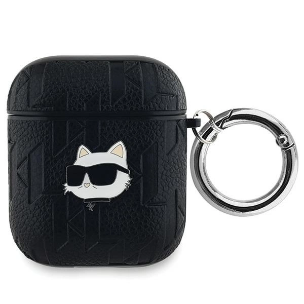 CG MOBILE KARL LAGERFELD PU EMBOSSED CHOUPETTE HEAD szilikon tok (ütésállóság, karabíner) FEKETE Apple AirPods 1/2 (KLA2PGCHPK)