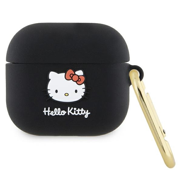 Hello Kitty 3D Kitty Head Airpods 3 Szilikon tok - Fekete (HKA33DKHSK)