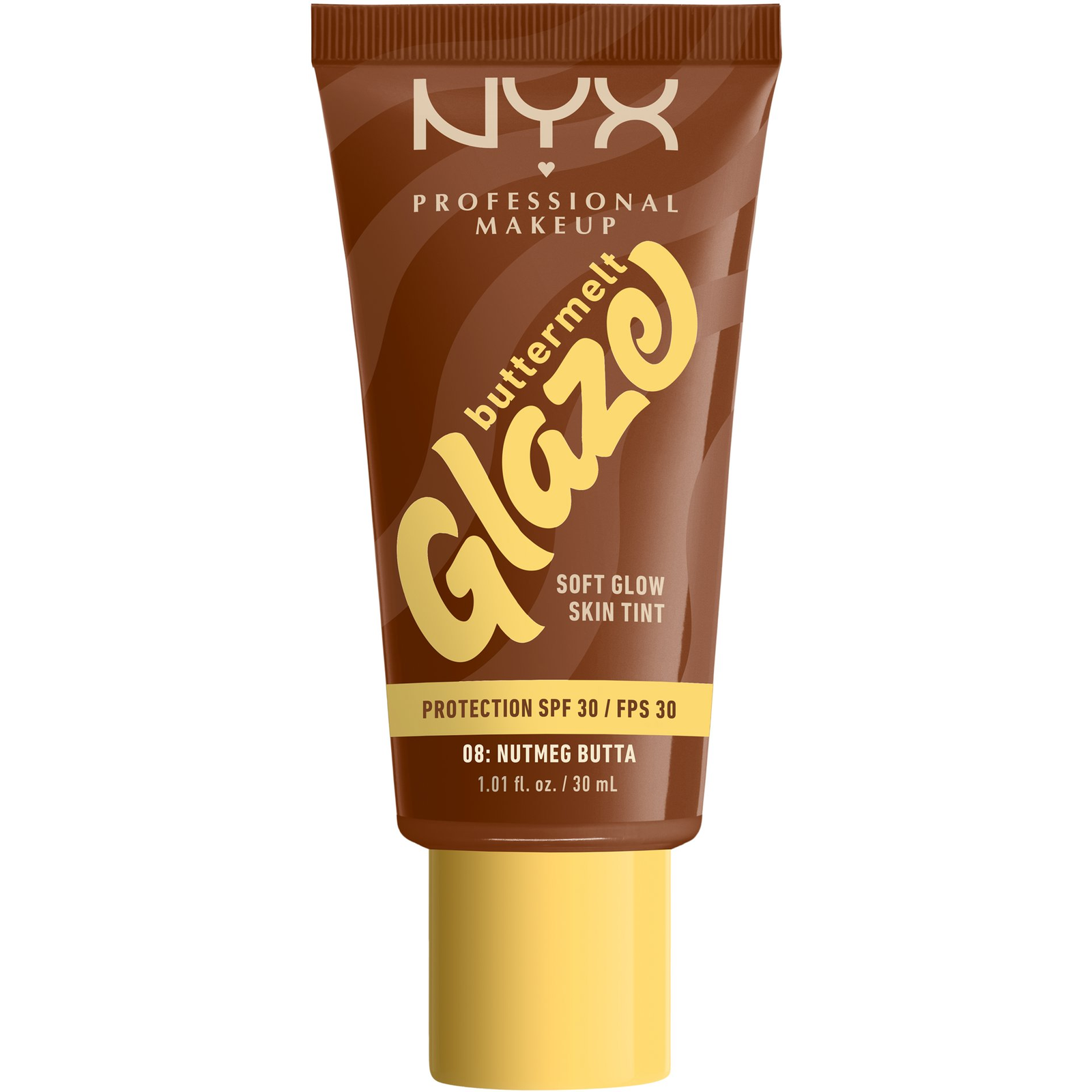 NYX PROFESSIONAL MAKEUP Buttermelt Glaze Soft Glow Skin Tint + SPF30, Foundation, Nutmeg Butta (800897266820)