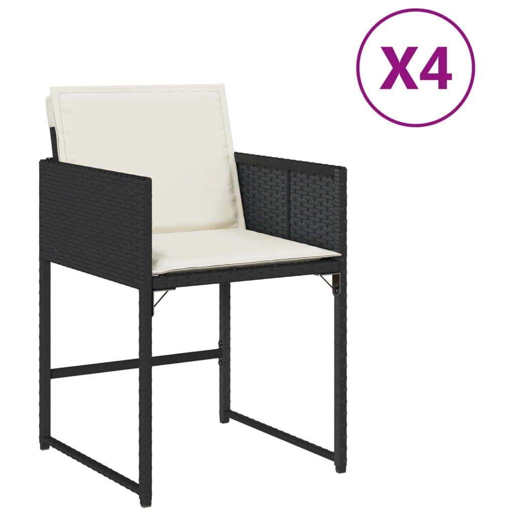 4 db fekete polyrattan kerti szék párnával (4007475)