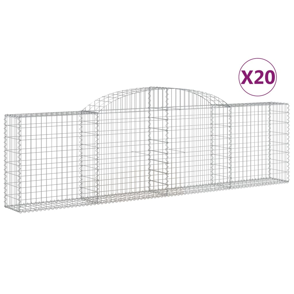 20 db íves horganyzott vas gabion kosár 300x30x80/100 cm (3146517)