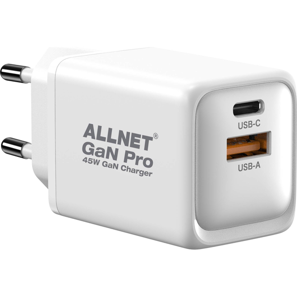 Z ALLNET Ersatznetzteil QC USB-C PD GaN Netzteil Power Supply45Watt 1x USB Typ-A QC 1x USB Typ-C**EU PLUG**
