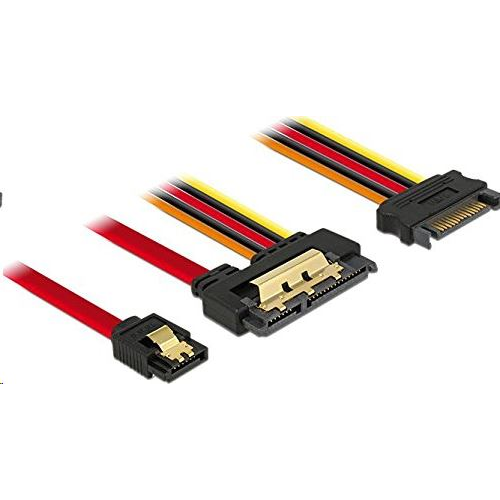 Кабел за данни + SATA захранване 22 пина 6 Gb / s с щипки към SATA 15 пина + SATA 7 пина 30 см, Delock 85228
