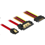Кабел за данни + SATA захранване 22 пина 6 Gb / s с щипки към SATA 15 пина + SATA 7 пина 30 см, Delock 85228