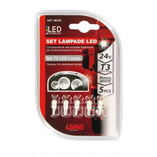 Lampa 24V T3, 1 LED dióda, fehér színű, 5db (0198336) (LA0198336)