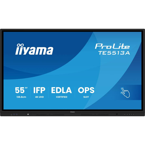 iiyama TE5513A-B1AG дисплей за сигнализация Интерактивен плосък панел 138,7 см (54.6") Wi-Fi 450 cd/m² 4K Ultra HD Черен Тъчскрийн Вграден процесор Android 18/7