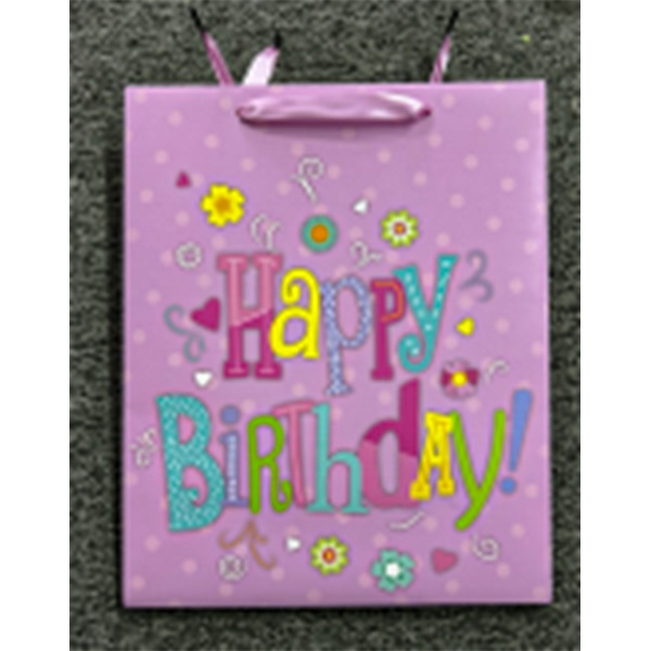 IRIS matt papírtasak Happy Birtday lila 18 x 23cm (370581)