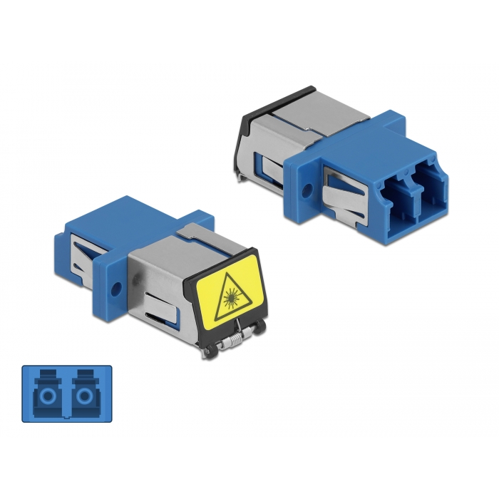 Delock LC optikai szálas csatlakozó Párosító lézervédő zárral / borítással Duplex anya - LC Duplex a (86898) (86898)
