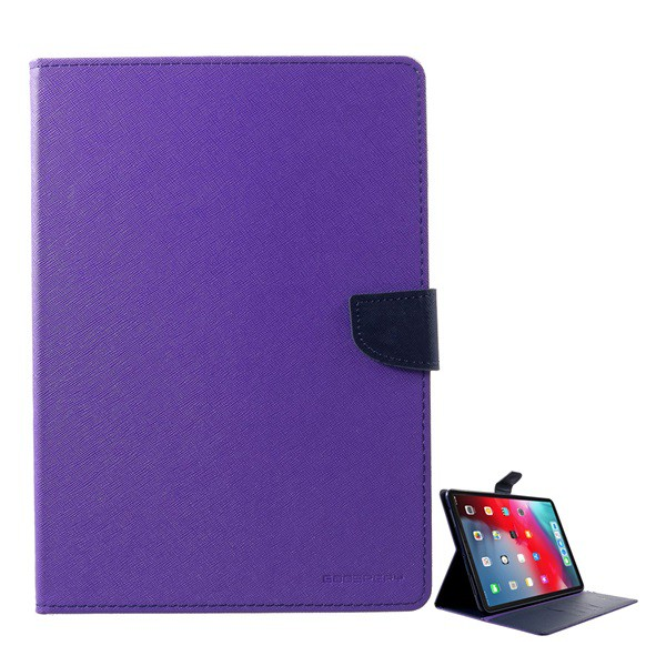 Mercurycase Goospery Fancy Leather effect case, Apple iPad Pro 11 (2018), стоящ, FLIP, странично отваряне, функция за настолен държач, текстилен десен, лилав