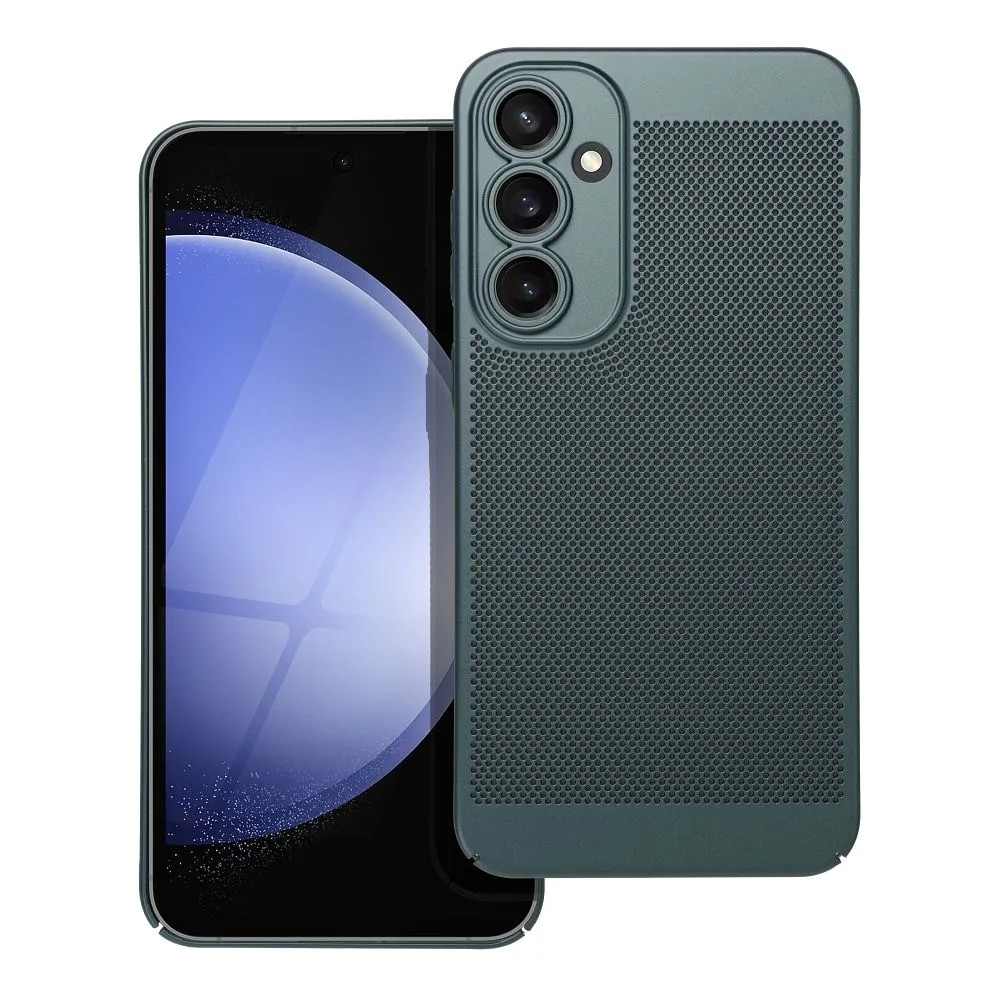 Samsung Galaxy S23 FE SM-S711, Műanyag hátlap védőtok, légáteresztő, lyukacsos minta, Breezy, zöld (5903396228810)