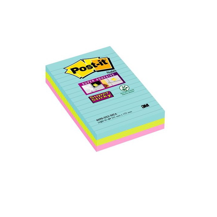 3M Super Sticky 101x152mm öntapadó jegyzettömb - Miami (90 lap / tömb) (7100234251)