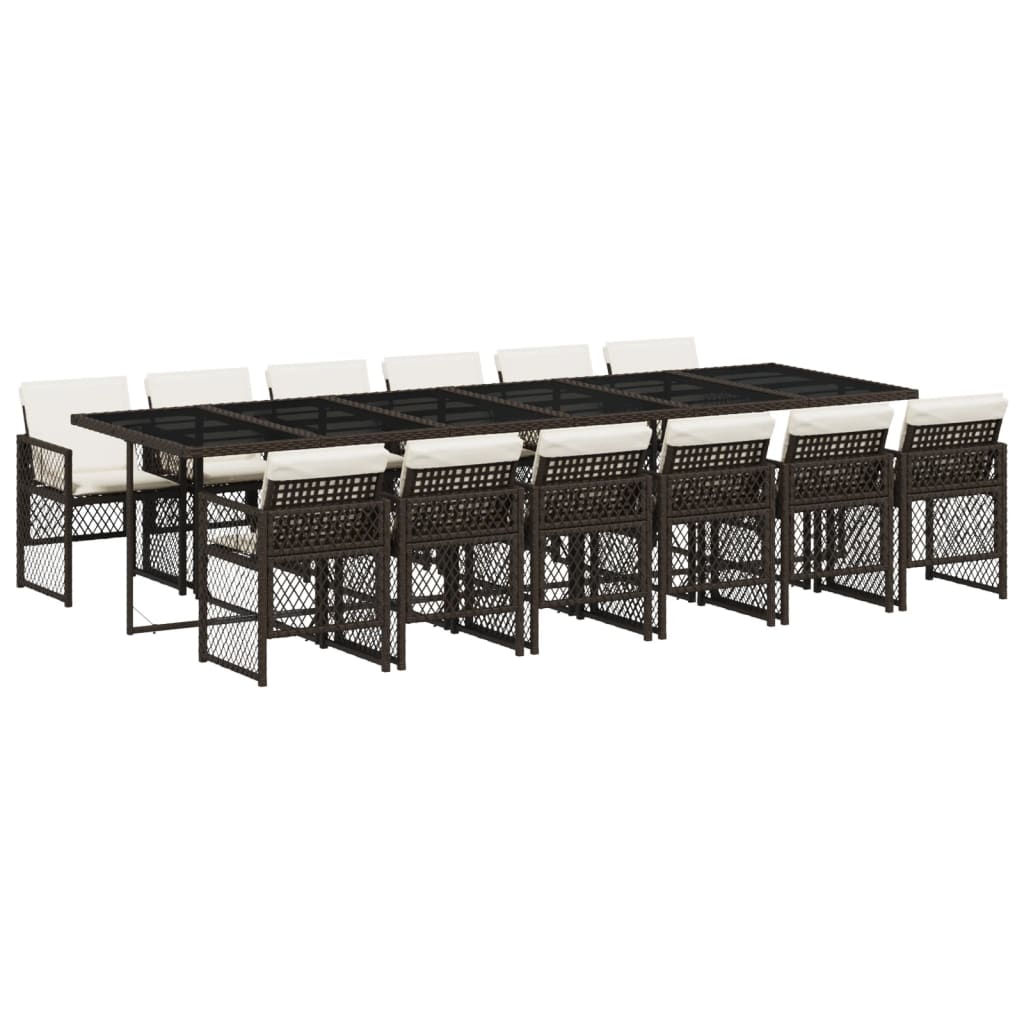 13 részes barna polyrattan kerti ülőgarnitúra párnákkal (3210765)