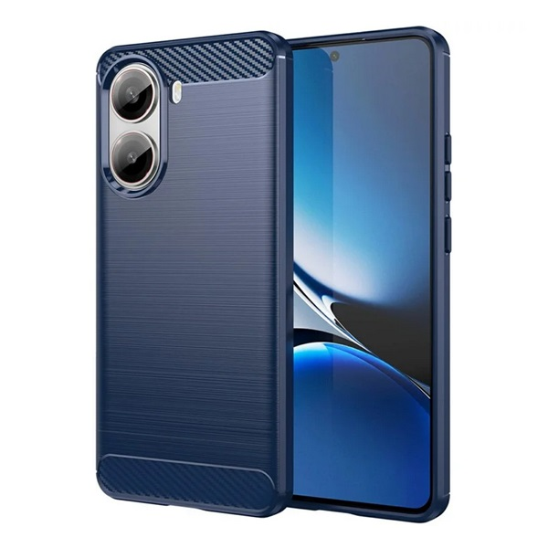 Szilikon telefonvédő (ütésállóság, légpárnás sarok, szálcsiszolt, karbon minta) SÖTÉTKÉK Xiaomi Poco X7 Pro "Gigapack csomagolás" (GP-168214)