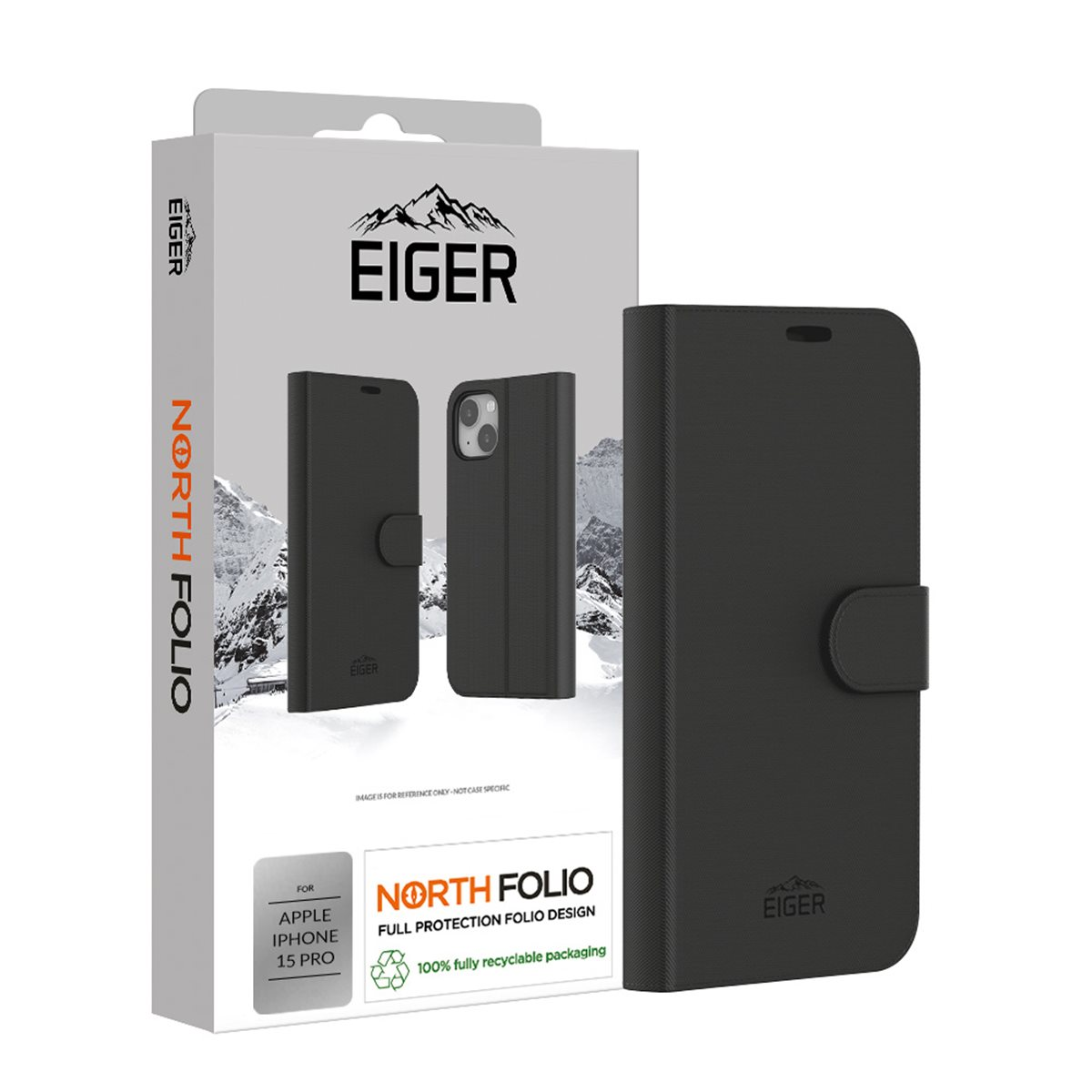 Eiger North Folio Apple iPhone 15 Pro Flip Tok - Fekete (EGCA00473)