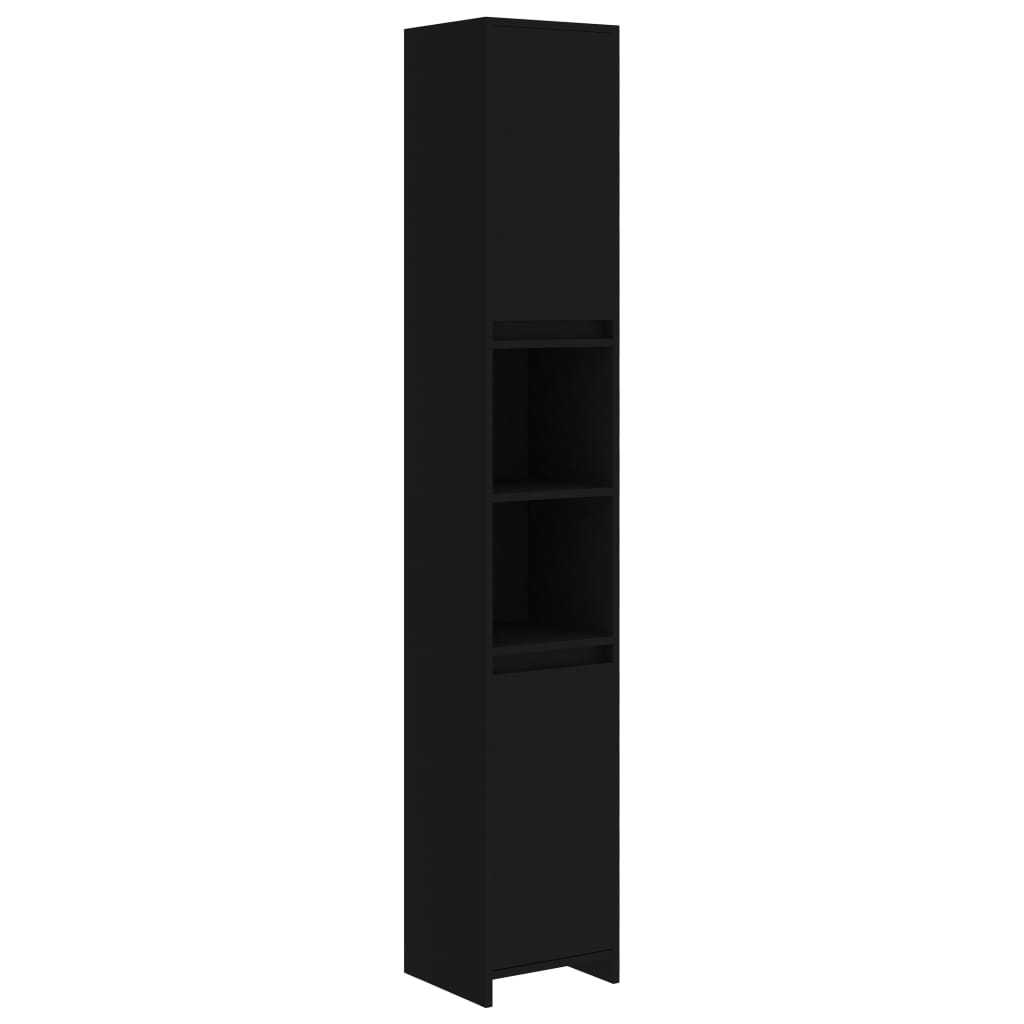 fekete forgácslap fürdőszobaszekrény 30 x 30 x 183,5 cm (802670)
