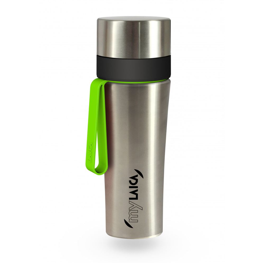 MyLAICA rozsdamentes acél vízszűrős kulacs zöld szilikon pánttal 0,55 liter (BR60A06) (BR60A06)