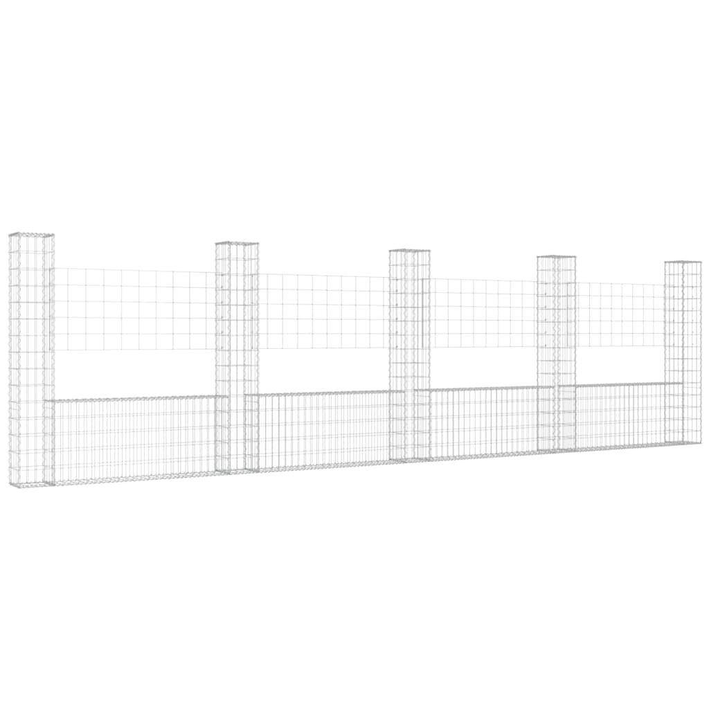 U-alakú vas gabionkosár 5 oszloppal 500 x 20 x 150 cm (151285)