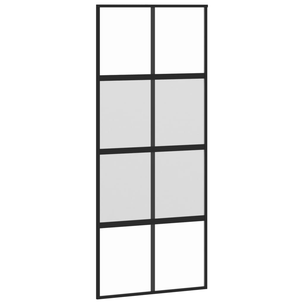 fekete edzett üveg és alumínium tolóajtó 90 x 205 cm (155223)