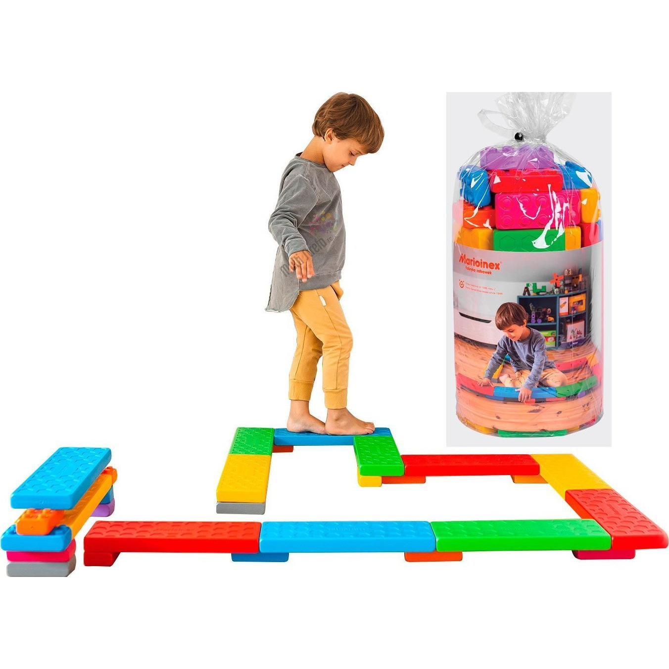 Marioinex 28 darabos színes építőkocka készlet (Platforma dydaktyczna)