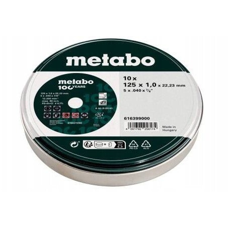 METABO TARCZA METAL 125 × 1,0 × 22mm INOX /10szt. PUSZKA