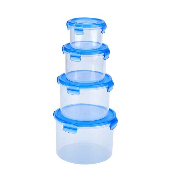 TOO KT-075 Комплект от 4 кръгли кутии за съхранение на храна 300+650+1200+2000мл
