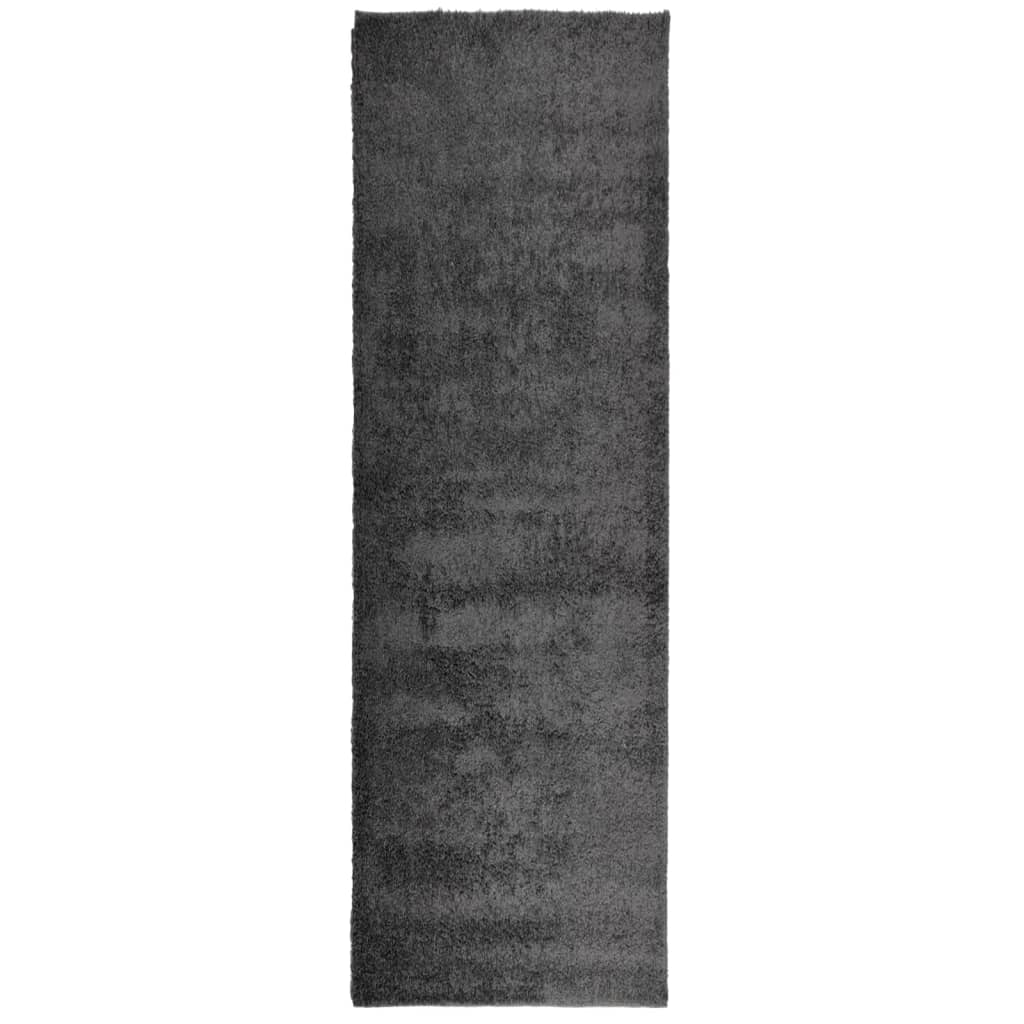 atracitszürke hosszú szálú bozontos modern szőnyeg 80x250 cm (375187)
