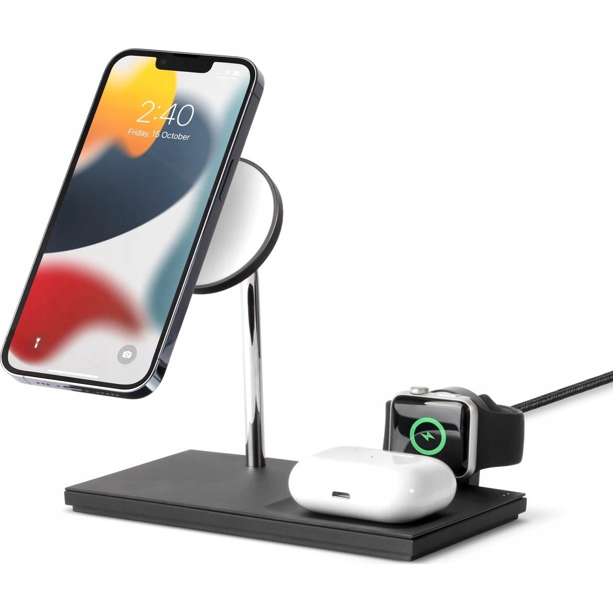 Native Union Snap Mágneses 3az 1ben Magsafe vezeték nélküli töltőállomás - Fekete (SNAP-3IN1-BLK-EU)