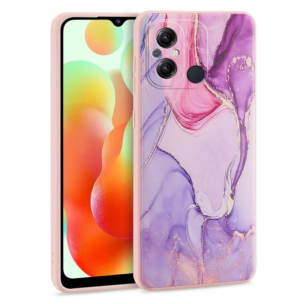 Xiaomi Redmi 12C, Szilikon tok, márvány minta, TP Mood, lila (9490713936344)