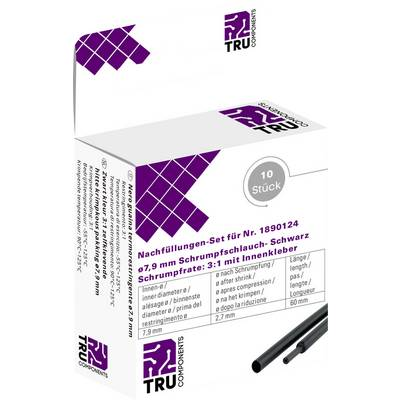 TRU COMPONENTS T1807CA006F Zsugorcső ragasztóval Fekete 7.90 mm Zsugorodási arány:3:1 10 db (T1807CA006F)