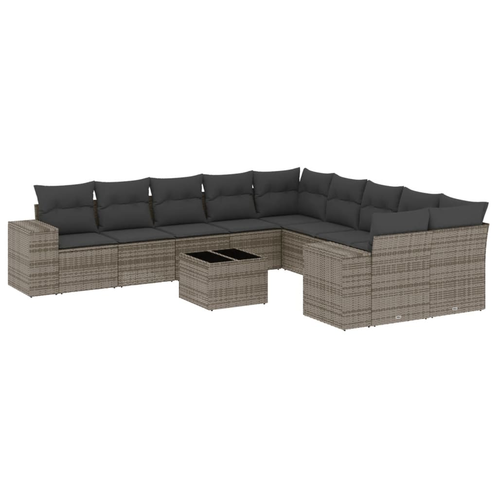11 részes szürke polyrattan kerti ülőgarnitúra párnákkal (3223119)