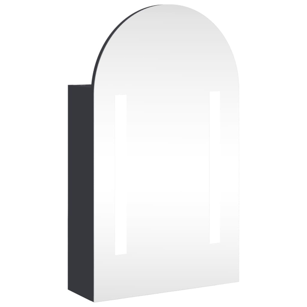 szürke ívelt tükrös fürdőszobaszekrény LED-del 42 x 13 x 70 cm
