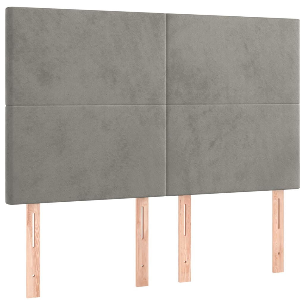 4 db világosszürke bársony fejtámla 72 x 5 x 78/88 cm (3116100)