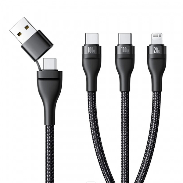 BASEUS USB 2.0 Type C Lightning + Micro USB Töltő/adat Fekete 1.5m P10377501111-00