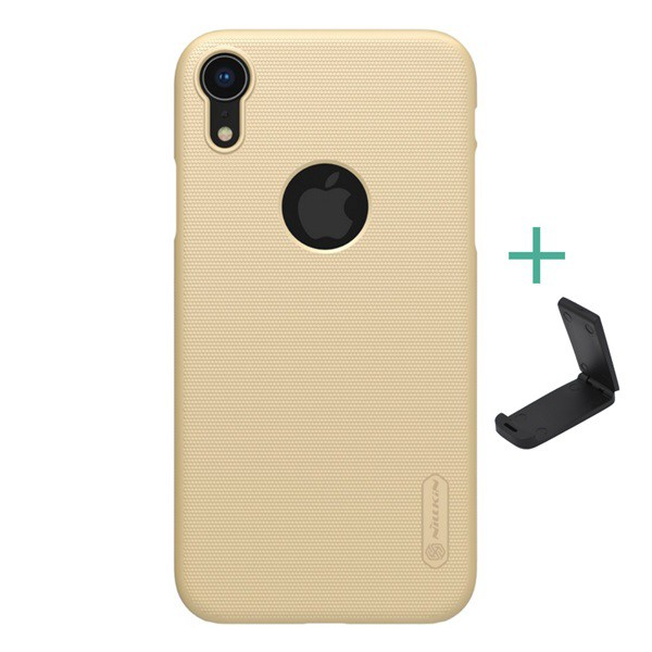 NILLKIN SUPER FROSTED műanyag telefonvédő (gumírozott, érdes felület, logo kivágás + asztali tartó) ARANY [Apple iPhone XR 6.1] (5996457808687)