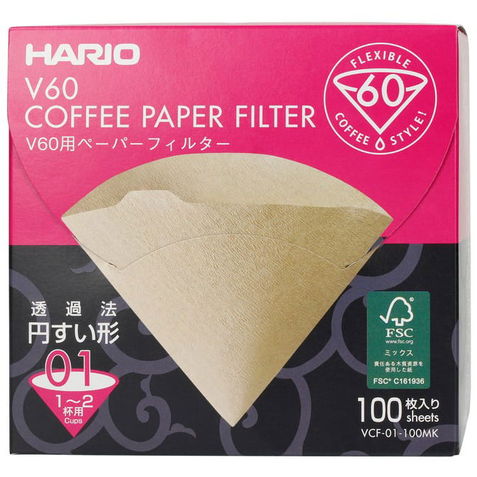 Hario Misarashi V60-02 papír kávéfilter, fehérítetlen, 100 db, DOBOZ (VCF-02-100MK)