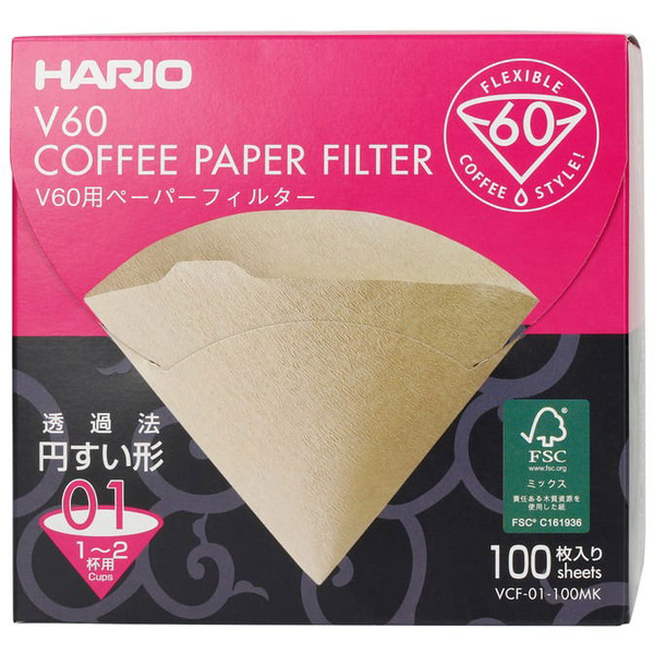 Hario Misarashi V60-02 papír kávéfilter, fehérítetlen, 100 db, DOBOZ