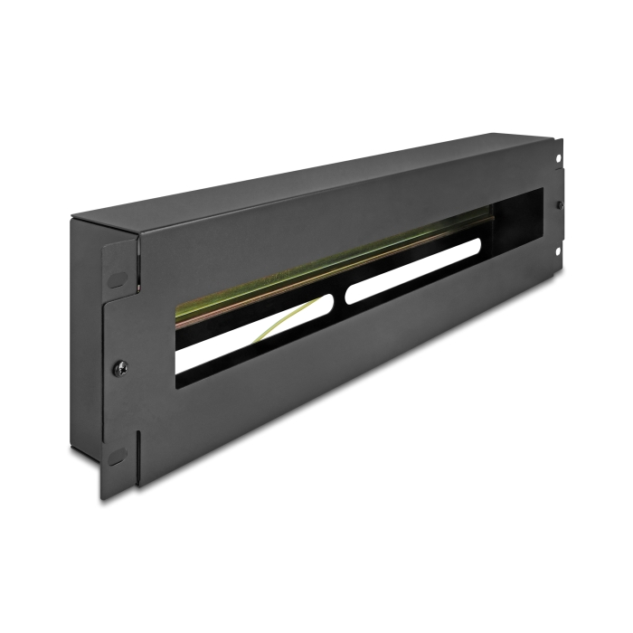 Delock 19 megszakító szalag borítással és DIN sínnel 3U fém fekete (67195) (67195)