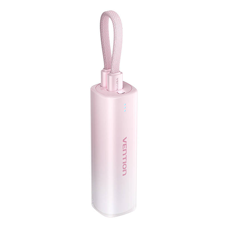 Vention FHWR0 Powerbank kábellel USB Type-C + Lightning / 5000mAh 20W - Rózsaszín (FHWR0)