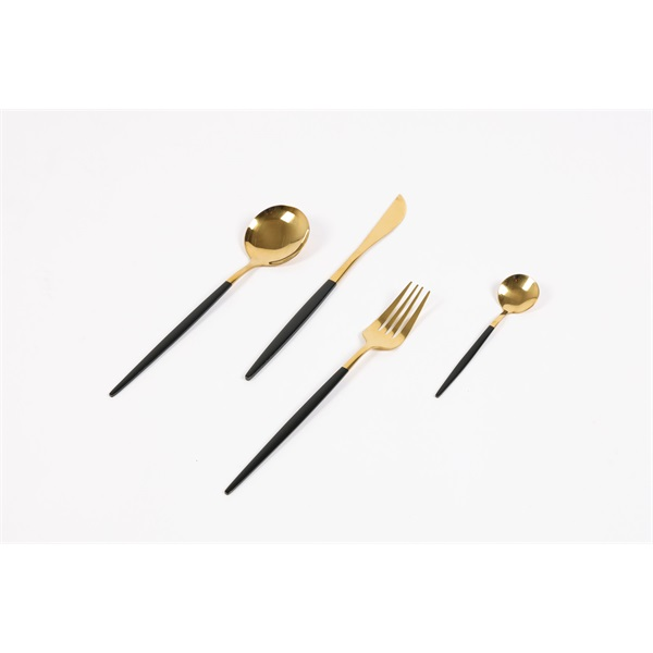 IRIS KT-233 Konyhai evőeszköz készlet (24 részes) - Arany / Fekete (KT-233-B)