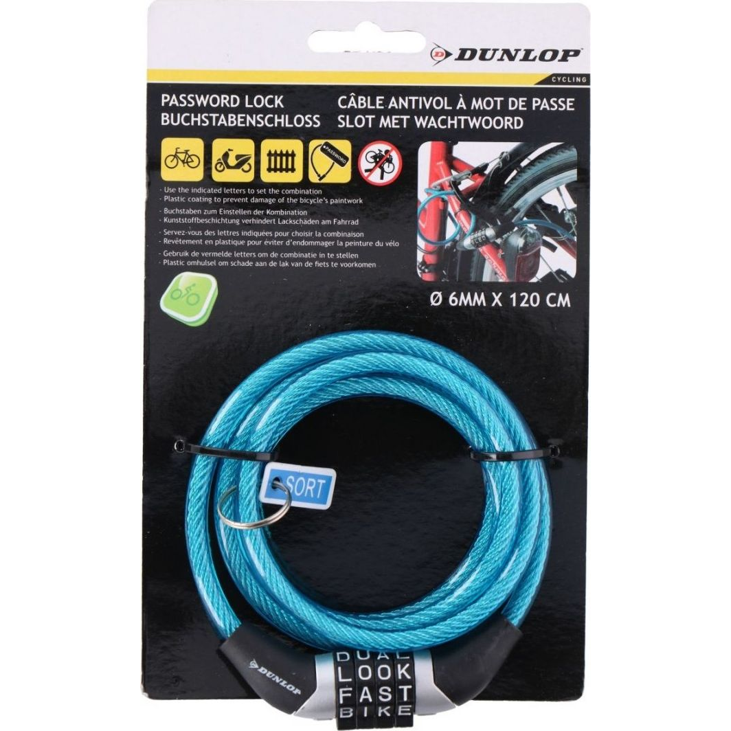 DUNLOP számzáras kerékpár zár kábel 6mm x 120cm 4 színben. Ez a cikk különböző színekben érhető el, rendeléskor véletlenszerű verziót küldünk. (2029221)