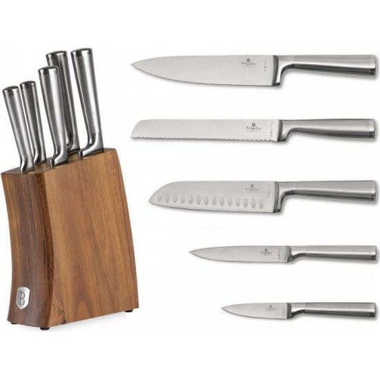 BerlingerHaus Stainless steel Sada nožů se stojanem z akátového dřeva 6 ks (BH-3124)