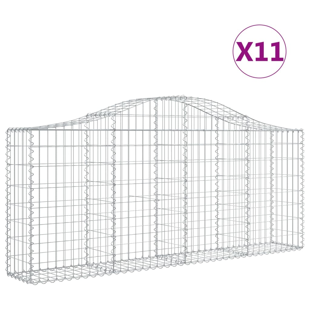 11 db íves horganyzott vas gabion kosár 200x30x80/100 cm (3145418)