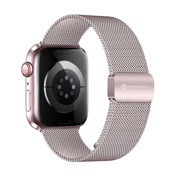 Forcell F-Design FA14 mágneses acél szíj Apple Watch 42/44/45/49 mm készülékhez rózsaszín