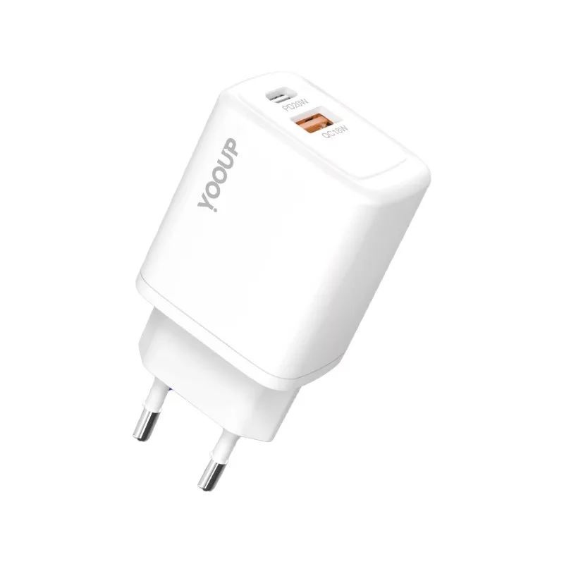YOOUP 1x USB + 1x USB-C hálózati töltő 20W fehér (NC56-D) (NC56-D)