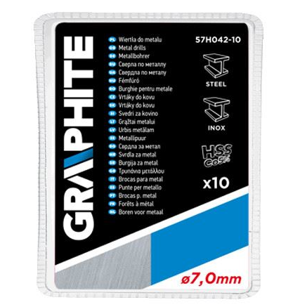 Graphite fémfúrószár 7mm átmérővel 10db (57H042-10) (57H042-10)