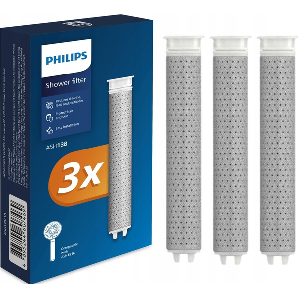 Philips csere szűrőbetét ASH138, zuhanyzóhoz AWP1516CH, 3 darab