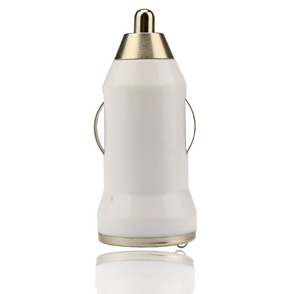 Autós töltő konverter, MINI kivitel (Samsung, HTC, Nokia, LG, ZTE, Motorola) 1A, fehér (56292)
