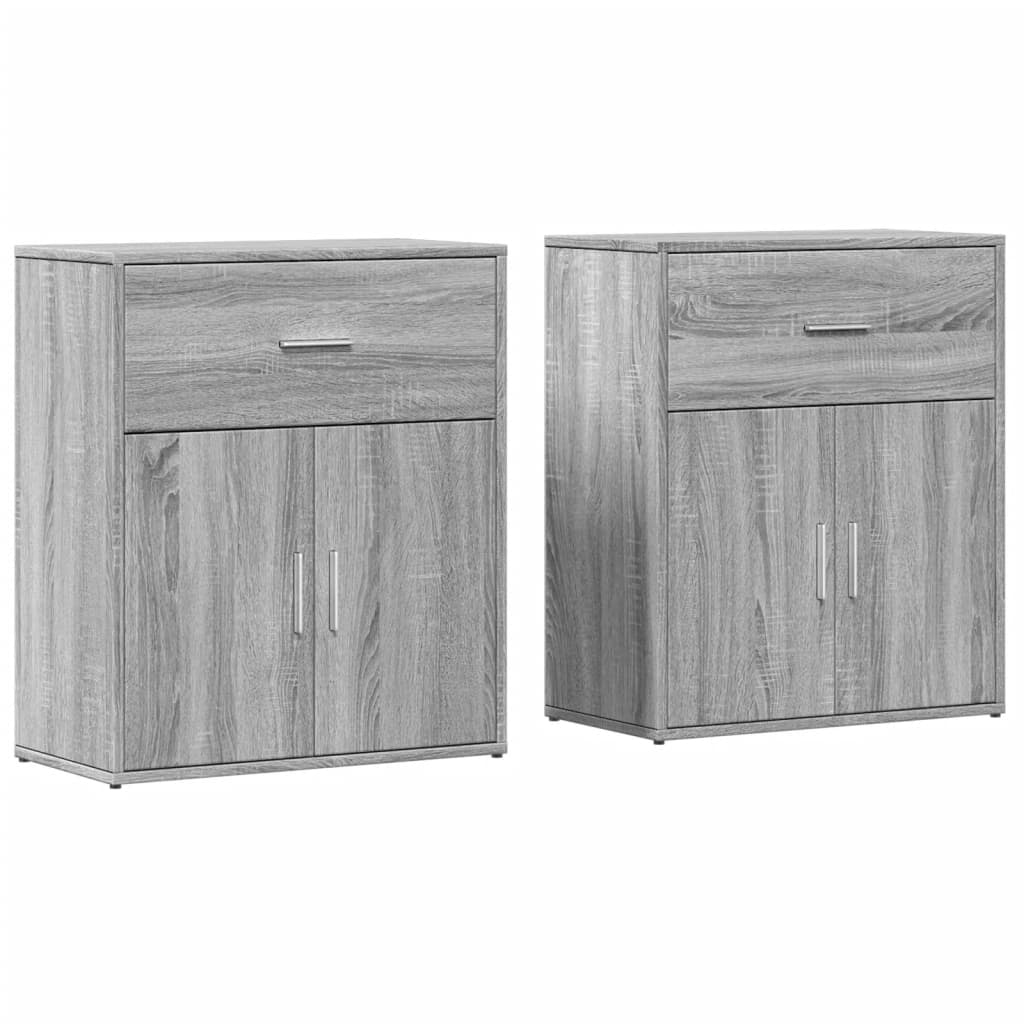 2 db szürke sonoma színű szerelt fa tálalószekrény 60x31x70 cm (3276551)